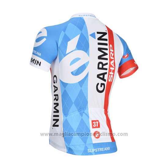2014 Abbigliamento Ciclismo Garmin Sharp Azzurro e Bianco Manica Corta e Salopette